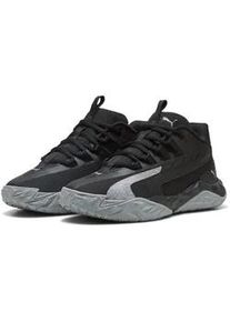 Basketballschuh Puma "Dagger 2 Mid Basketballschuhe Jugendliche", Kinder, Gr. 37,5, schwarz cool mid gray, Obermaterial: Synthetik, Textil; Futter: Textil; Innensohle: Textil; Laufsohle: Gummi, Synthetik, Schuhe