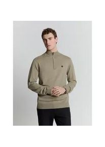 Rundhalspullover NO EXCESS "NO EXCESS Sweatshirt mit halbem Rei&szlig;verschluss", Herren, Gr. L, gr&uuml;n (pastellgruen), 71% Viskose (LENZINGTM ECOVEROTM), 29% Nylon, Pullover Rundhalspullover