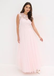 bonprix Abendkleid mit Spitze und Rock aus feinem T&uuml;ll, rosa, Gr.42, Romantisches Abendkleid aus zartem T&uuml;ll mit Satin-Einsatz in der Taille und geh&auml;kelter Spitze im Oberteil
