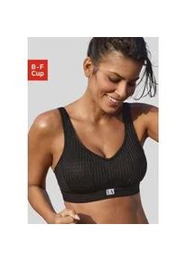 Sport-BH Lascana ACTIVE, Damen, Gr. 100, Cup E, schwarz, Netz, Obermaterial: 74% Polyamid, 14% Elasthan, 12% Polyester (COOLMAX), BHs Sport-BH, f&uuml;r Sportarten mit mittlerer Belastbarkeit