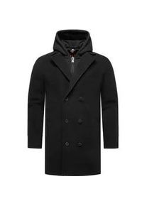 Wintermantel STONE HARBOUR "Darioon XX", Herren, Gr. M (50), schwarz, Obermaterial 1: 95% Polyester, 3% Viskose, 2% Elasthan; Obermaterial 2: 100% Polyester; Innenfutter: 100% Polyester; Wattierung: 100% Polyester; &Auml;rmelfutter: 100% Polyester, gerade Po-bedeckend, hoch geschlossener Ausschnitt, &Auml;rmel ohne &Auml;rmelschlitz abgesteppte Kante, M&auml;ntel Wintermantel, Mantel in Woll-Optik mit herausnehmbaren