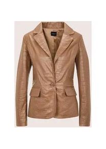 Madeleine Mode Jeansjacke MADELEINE "Lederblazer Lammnappa-Blazer mit Kroko-Pr&auml;gung", Damen, Gr. 40, braun (nougat, braun), Obermaterial: 100% Lammnappaleder LANA., Jacken Jeansjacke