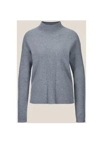 Madeleine Mode Longpullover MADELEINE "Strickpullover Kaschmir-Pullover mit Pointelle-Muster", Damen, Gr. 34, grau (steingrau, melange), Obermaterial: 90% Schurwolle WV. 10% Kaschmir WS., Pullover Longpullover