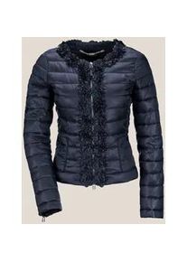 Madeleine Mode Kurzjacke MADELEINE "Jacke Wattierte Steppjacke mit Bl&uuml;ten-Dekoration", Damen, Gr. 38, blau (marine), Obermaterial: 100% Polyamid PA., Jacken Kurzjacke