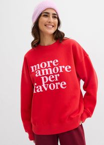 bonprix Oversize-Sweatshirt aus Baumwollmix, rot, Gr.40/42 (M), Lockeres Sweatshirt mit Schriftzug, 60% Baumwolle