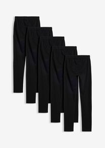 bonprix Leggings aus elastischem Bio-Baumwoll-Mix (5er Pack), schwarz, Gr.140, Praktisches 5er-Pack Skinny-Leggings in klassischem Schwarz aus weicher Bio-Baumwolle mit bequemem Elastikbund, 95% Baumwolle (organic)