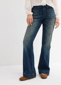 bonprix Flared-Jeans Mid Waist, blau, Gr.40, Flared Jeans mit aufgesetzten Taschen, 79% Baumwolle (organic)