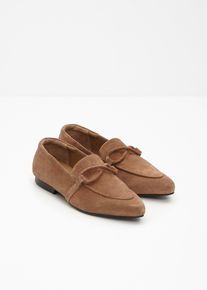 bonprix Loafer aus Veloursleder, braun, Gr.38, Sch&ouml;ner Loafer aus Veloursleder
