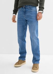 bonprix Relaxed Fit Stretch-Jeans Straight, blau, Gr.42, L&auml;ssige Relaxed-Fit Stretched-Jeans mit Stone-Washed-Effekt und markanten Used-Details, 99% Baumwolle