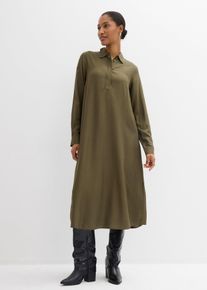 bonprix Blusenkleid aus feiner Viskose, gr&uuml;n, Gr.52, Blusenkleid mit Stehkragen, Knopfleiste an der Vorderseite und abgerundetem Saum, aus Viskose