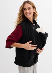bonprix 3-in-1 Umstandsweste mit Trageeinsatz aus Fleece, schwarz, Gr.48/50 (XL), Fleeceweste f&uuml;r die Schwangerschaft und danach, mit Tragefunktion und Taschen