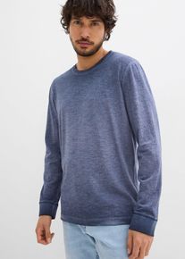 bonprix Langarmshirt aus reiner Bio Baumwolle (2er Pack), blau, Gr.56/58 (XL), Modische Langarmshirts in gewaschener Optik, aus 100% Baumwolle
