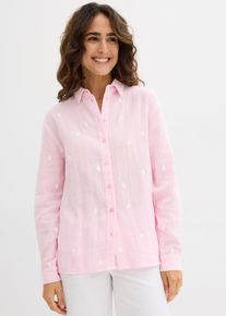 bonprix Musselin-Bluse mit Herzen, rosa, Gr.38, Modische Musselin-Bluse mit Herzmuster, aus 100% Baumwolle,Musselin