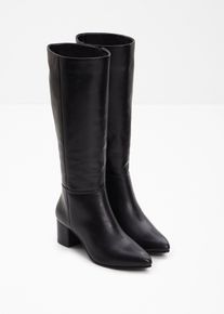 bonprix Stiefel aus Leder, schwarz, Gr.36, Vielseitig kombinierbarer Absatz-Stiefel aus Leder, aus Nappaleder