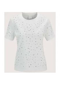 Madeleine Mode Kurzarmshirt MADELEINE "Glanzshirt Luxuri&ouml;ses Shirt mit Strassakzenten", Damen, Gr. 48, wei&szlig;, Obermaterial: 95% Baumwolle CO. 5% Elasthan EL., Shirts