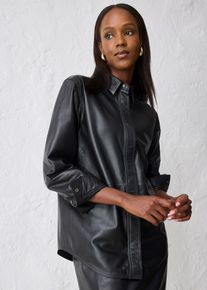 bonprix Leder-Hemd aus Lammnappa, schwarz, Gr.48, hochwertiges Premium Leder-Hemd aus Lammnappa, aus Nappaleder