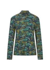 Langarmshirt GOLDNER "Jersey-Shirt mit Paisley-Muster", Damen, Gr. 46, gr&uuml;n (smaragd, gemustert), Obermaterial: 95% Viskose CV. 5% Elasthan EL., Shirts Langarmshirt