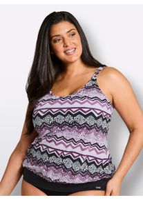feel good sheego Gro&szlig;e Gr&ouml;&szlig;en Tankini-Oberteil im Zickzack_Dessin, violett-schwarz-bedruckt, Gr&ouml;&szlig;e 44B - Damen
