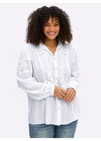 sheego by Joe Browns sheego Gro&szlig;e Gr&ouml;&szlig;en Bluse mit Stehkragen und Bl&uuml;ten-Stickereien, wei&szlig;, Gr&ouml;&szlig;e 48 - Damen