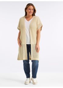 sheego Gro&szlig;e Gr&ouml;&szlig;en Strickweste mit Ajourmuster und Glitzergarn, sand, Gr&ouml;&szlig;e 52/54 - Damen