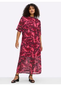 sheego by Joe Browns sheego Gro&szlig;e Gr&ouml;&szlig;en Maxikleid im Materialmix, mit Rosendruck, rosenquarz-burgund-gemustert, Gr&ouml;&szlig;e 52 - Damen