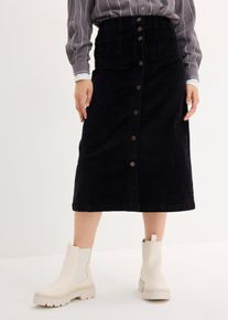 bonprix Stretch-Cordrock mit Knopfleiste Midi-L&auml;nge, schwarz, Gr.38, Sch&ouml;ner Cordrock mit Stretch, Midi, aus Cord