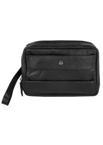 Handgelenktasche SZUNA, Herren, Gr. B/H/T: 21cm x 15cm x 7cm onesize, schwarz, Leder, gl&auml;nzend, Taschen Handgelenktasche, echt Leder