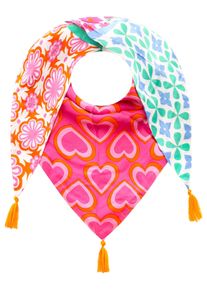 Dreieckstuch Zwillingsherz "Liebervoller Mix", Damen, pink (magenta), Viskose, Modet&uuml;cher Dreieckstuch, Mit Tasseln, Topseller