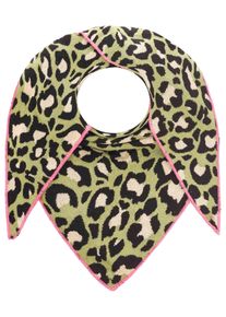 Dreieckstuch Zwillingsherz "Summer Lacey", Damen, kahki pink, Strick, Baumwollmischung, mehrfarbig, Modet&uuml;cher Dreieckstuch, Feinstrick, Leomuster, Neonkante