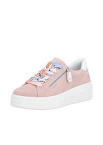 Plateausneaker Remonte, Damen, Gr. 40, ros&eacute;, wei&szlig;, Veloursleder, unifarben mit Farbeinsatz, Schuhe Plateausneaker, Freizeitschuh, Halbschuh, Schn&uuml;rer mit Wechselfu&szlig;bett