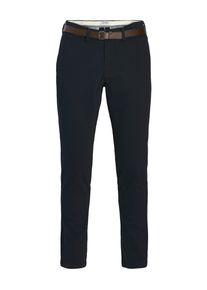 Jack & Jones PlusSize Chinohose "JPSTMARCO ADAM BELTED CHINO PLS", Herren, Gr. 44 (5XL), L&auml;nge 36, schwarz navy, Web, Obermaterial: 98% Baumwolle, 2% Elasthan, JACK & JONES PLUSSIZE, unifarben, slim fit kn&ouml;chellang, Hosen Chinohose