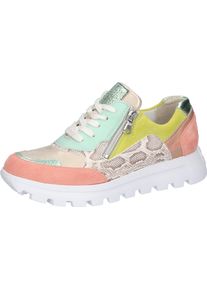 Waldl&auml;ufer Sneaker WALDL&Auml;UFER "H-AJALA", Damen, Gr. 3,5 (36), melone multicolor, Nappaleder, Nubukleder, Veloursleder, Reptilienpr&auml;gung, mehrfarbig, Schuhe Sneaker, Schn&uuml;rschuh, Halbschuh, Komfortschuh mit Rei&szlig;verschluss, H-Weite