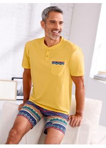 Shorty, Herren, Gr. 44/46, gelb, gemustert, 100% Baumwolle, Homewear-Sets Shorty