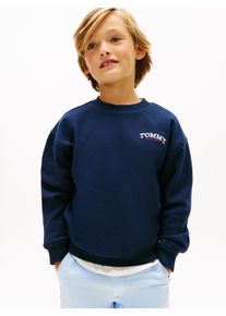 Sweatshirt Tommy Hilfiger "MONOTYPE GRAPHIC SWEATSHIRT", Jungen, Gr. 7 (122), schwarz night navy, Sweatware, Obermaterial: 80% Baumwolle, 20% Polyester, unifarben, regular fit normal, Rundhals, eingesetzt B&uuml;ndchen, Sweatshirts Sweatshirt, Kinder bis 16 Jahre, Druck