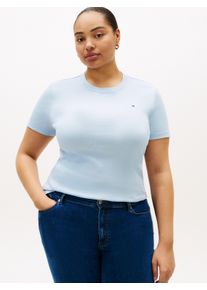 T-Shirt Tommy Hilfiger Curve "CRV SLIM CODY C-NK SS", Damen, Gr. 52, breezy blau, Single Jersey, Obermaterial: 100% Baumwolle, unifarben, regular fit normal, Rundhals, Shirts T-Shirt, in gro&szlig;en Gr&ouml;&szlig;en