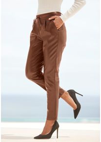 Schlupfhose Lascana, Damen, Gr. 46, N-Gr, braun, Web, Obermaterial: 100% Polyester. Beschichtung: 100% Polyurethan, unifarben, figurumspielend kn&ouml;chelfrei, Hosen Schlupfhose, aus Lederimitat, bequeme Stoffhose, elegant-chic