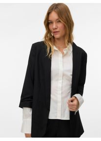 V&eacute;ro Moda Longblazer VERO MODA "VMHAILEY 3/4 REGULAR BLAZER NOOS", Damen, Gr. 40, schwarz, Web, Obermaterial: 80% Polyester, 20% Viskose, unifarben, Po-bedeckend, tiefer V-Ausschnitt, Blazer Longblazer