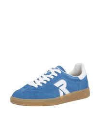 Sneaker RIEKER SPORT "San Diego Swing2GO", Damen, Gr. 37, blau (azur, wei&szlig;), Veloursleder, unifarben, Schuhe Sneaker, Retro-Sneaker, Freizeitschuh, Halbschuh mit herausnehmbarem Fu&szlig;bett