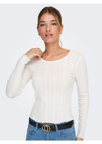 Langarmshirt Only "ONLTENNA O-NECK L/S TOP JRS NOOS", Damen, Gr. L, cloud dancer, Jersey, Obermaterial: 50% Baumwolle, 50% Polyester, unifarben, regular fit normal, Rundhals, Shirts Langarmshirt
