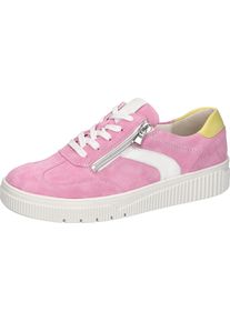 Waldl&auml;ufer Plateausneaker WALDL&Auml;UFER "K-SANSA", Damen, Gr. 8,5 (42,5), pink, wei&szlig;, hellgr&uuml;n, Nappaleder, Veloursleder, kontrastfarbene Details, Schuhe Plateausneaker, Schn&uuml;rschuh, Halbschuh, Freizeitsneaker mit Leder-Fu&szlig;bett, K-Weite