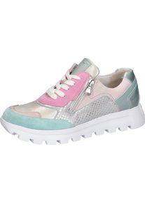 Waldl&auml;ufer Sneaker WALDL&Auml;UFER "H-AJALA", Damen, Gr. 4 (37), mint multicolor, Nappaleder, Nubukleder, Veloursleder, Reptilienpr&auml;gung, mehrfarbig, metallic, Schuhe Sneaker, Schn&uuml;rschuh, Halbschuh, Komfortschuh mit Rei&szlig;verschluss, H-Weite
