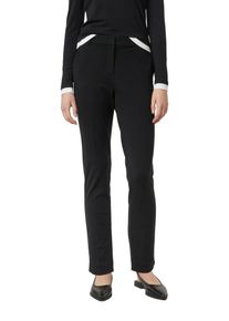 Stoffhose comma, Damen, Gr. 40, N-Gr, schwarz, Web, Obermaterial: 50% Viskose, 42% Polyamid, 8% Elasthan, unifarben, gerade, unten schmal lang, Hosen Stoffhose, mit Bundfalte und Viskose-Stretch