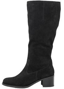 Weitschaftstiefel sheego, Damen, Gr. 39, XL-Schaft, schwarz, Leder, Veloursleder, Schuhe Weitschaftstiefel