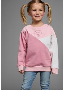 Sweatshirt Kangaroos "Colorblocking f&uuml;r kleine M&auml;dchen", M&auml;dchen, Gr. 104/110, rosa, Sweatware, Obermaterial: 60% Baumwolle, 40% Polyester, bedruckt, mehrfarbig, weit h&uuml;ftlang, Rundhals, B&uuml;ndchen, Sweatshirts Sweatshirt, Langarm, h&uuml;ftlang, lockere Passform, mit Logodruck