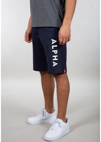 Sweatshorts Alpha Industries "Jersey Short", Herren, Gr. XXL, N-Gr, blau (rep. blau), angeraute Sweatware, Obermaterial: 100% Baumwolle, bedruckt, schmal, Hosen Sweatshorts