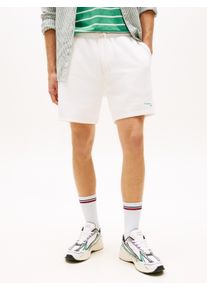 Shorts Tommy Jeans "TJM CONTRAST LINEAR BEACH", Damen, Gr. XXL, N-Gr, ancient wei&szlig;, Web, Obermaterial: 80% Baumwolle, 20% Polyester, unifarben, regular fit kurz, Hosen Shorts, Regular fit mit elastischem Bund