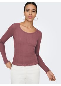 Langarmshirt Only "ONLTENNA O-NECK L/S TOP JRS NOOS", Damen, Gr. M, rose braun, Jersey, Obermaterial: 50% Baumwolle, 50% Polyester, unifarben, regular fit normal, Rundhals, Shirts Langarmshirt