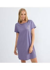 Nachthemd Triumph "Nightdresses NDK X", Damen, Gr. 40, N-Gr, lila, Jersey, Obermaterial: 100% Baumwolle, bequem kniefrei, Rundhals, Kleider Nachthemd, weich, atmungsaktiv, gerippter Rundhalsausschnitt, Kurzarm