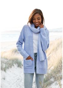 Strickjacke Vivance, Damen, Gr. 32/34, bleu meliert, Strick, Obermaterial: 53% Polyester, 37% Polyacryl, 10% Polyamid, meliert, figurumspielend Po-bedeckend, ohne Ausschnitt, Strickjacken Strickjacke, aus kuscheliger Strickqualit&auml;t, Cardigan, Topseller