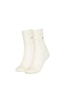 Socken Tommy Hilfiger "TH WOMEN SOCK DOT 2P", Damen, Gr. 35-38, light beige melange, Baumwollmischung, normal, Socken Socken, mit feinem Rippenb&uuml;ndchen und Logostickerei